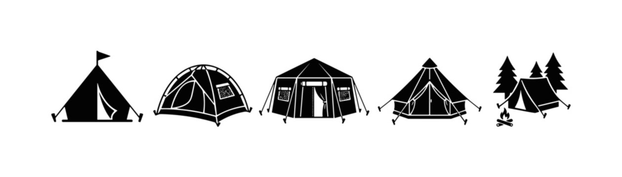 Camping Tents Icon Set