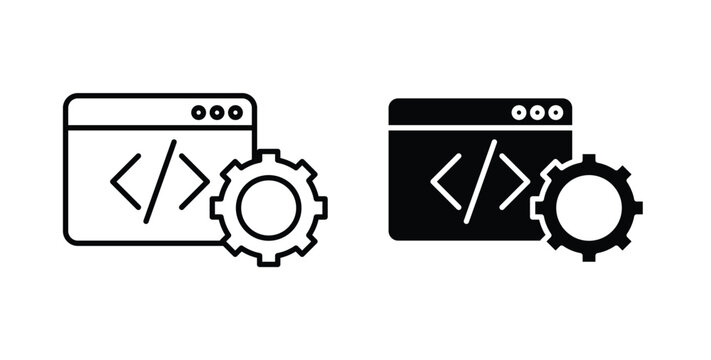 Web development icon graphic designs pack. thin line icon set.