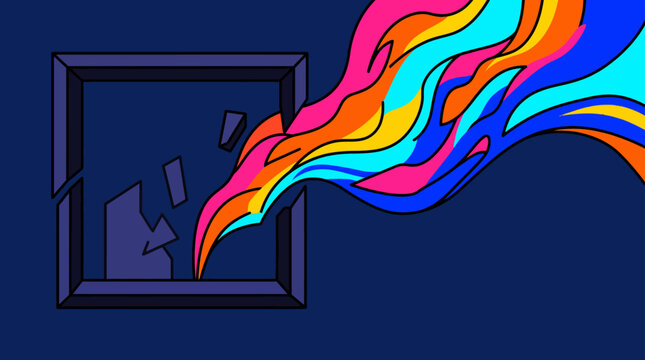 Creative Breakthrough: Ideas Exploding from Broken Frame