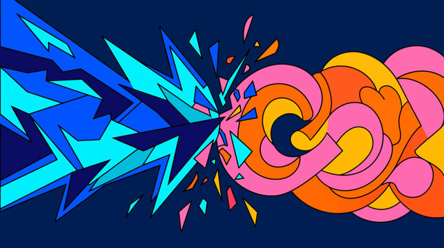 Dynamic Collision of Geometric and Organic Forms