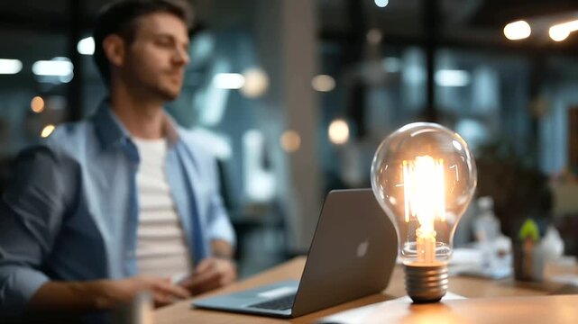 Business startup innovation, faceless entrepreneur on success pathway, defocused creative workspace, venture launching, new business development, entrepreneurial journey, with