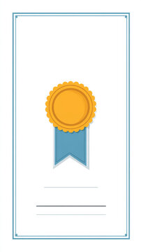 Blank certificate with gold seal and blue ribbon