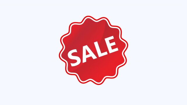 Red starburst sticker with the word sale written. Perfect for advertising discounts, promotions, special offers & marketing.