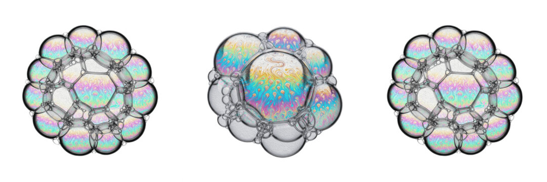 Transparent Soap Bubbles Cluster Floating Air Isolated On High Quality Transparent Background PNG Cutout Image