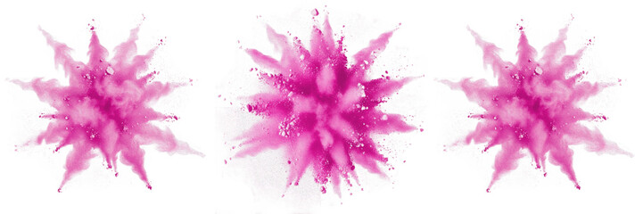 Vibrant Pink Powder Explosion Dust Burst Isolated On High Quality Transparent Background PNG Cutout Image © charline