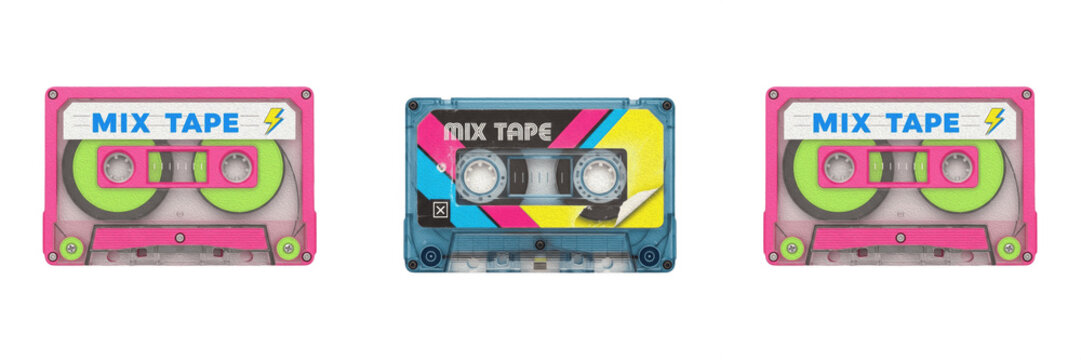 Vintage Cassette Tape Isolated on Transparent Background for Retro Music and 90s Nostalgia Design Projects