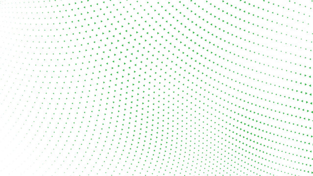 Abstract green triangle halftone wave pattern flowing dynamic geometric background