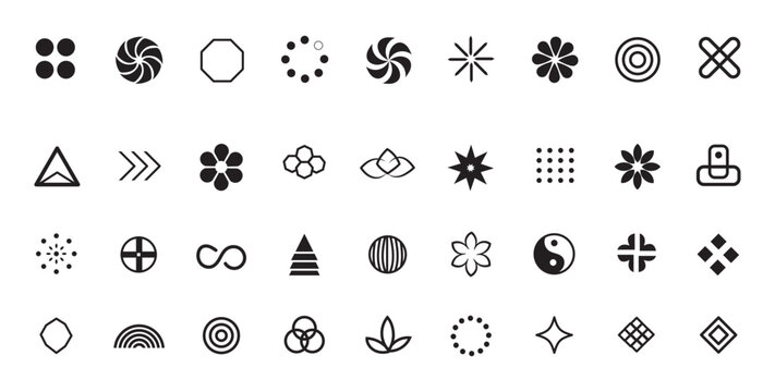 Set with different Y2k elements for design.Trendy geometric brutalism forms, memphis elements. Simple shapes forms, symbols and frames y2k style.