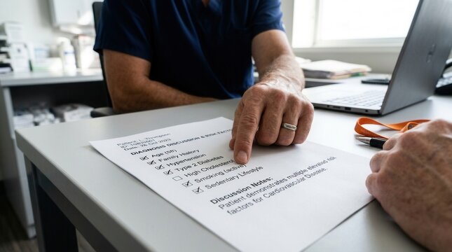Medical Consultation Demonstrating Lifestyle Risk Factors For Cardiovascular Disease Analysis.