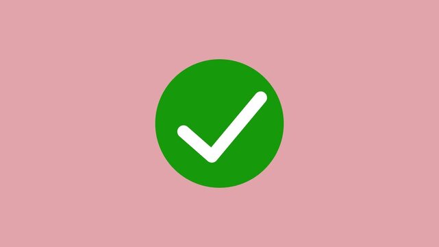 Animated Check Mark Icon with Smooth Tick Motion on White Background
