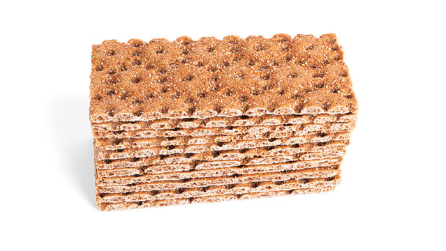 Rye crispbread isolated on a white background.