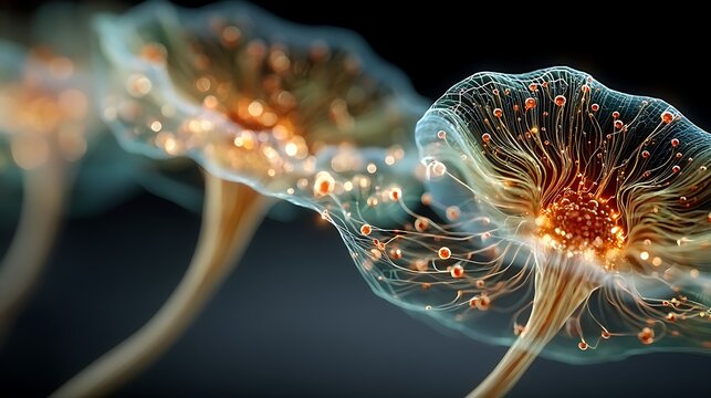 Macro vr technology board with glowing connections sci fi background illustrator​