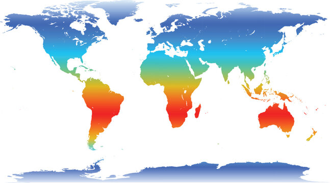 World Map with Vibrant Heat Map Color Gradient