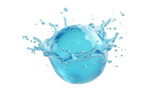 Frozen motion water balloon splash on invisible surface for creative fluid dynamics concept Isolated on transparent background PNG
