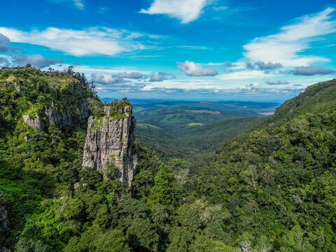 Aerial view of Pinnacle rock a quartzite rock formationm in Graskop Mpumalanga