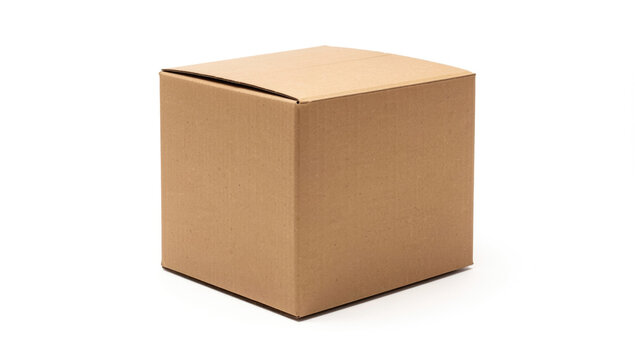 A single brown cardboard box on a plain white background