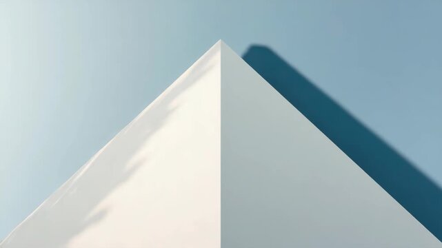 Minimalist white building corner facade and architecture pale blue sky with soft shadow and serene