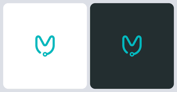 Logo Letter m Monoline Dot (Minimum m Dot / Smile m Sign