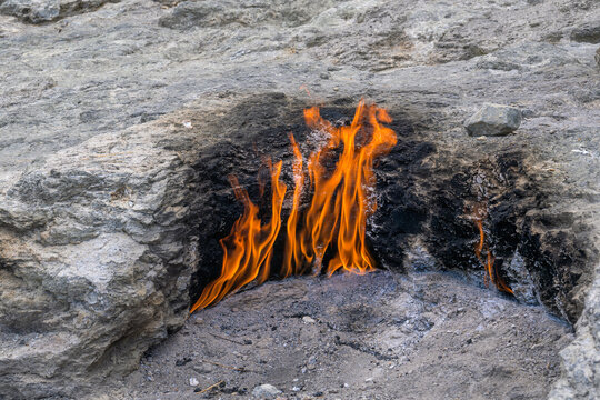 Eternal flames of Chimaera (Yanarta&scaron;) burning from rocky vents in Turkey.
