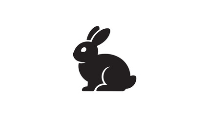 Obraz premium Black Rabbit Silhouette Sitting On White Background For Easter Spring Concepts