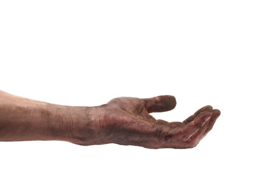 empty dirty hand isolated on white background, design element