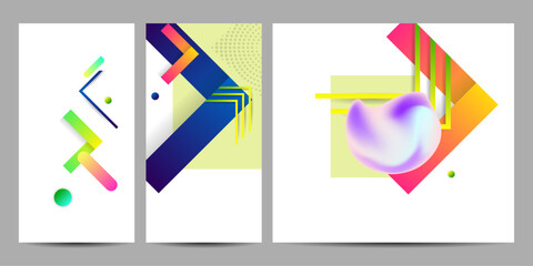 Set geometric colors fluid shapes eps 10. Flowing and liquid abstract gradient background for banner, poster or book. Vector design © Natalya