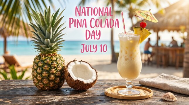 Pina Colada Day, National Pina Colada Day, tropical beach cocktail