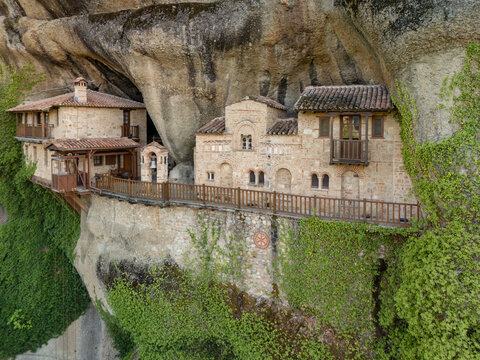 Monastery of Ypapanti Built into Cliffside, Meteora, Greece