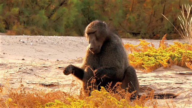 chacma baboon in search of edibles 770
