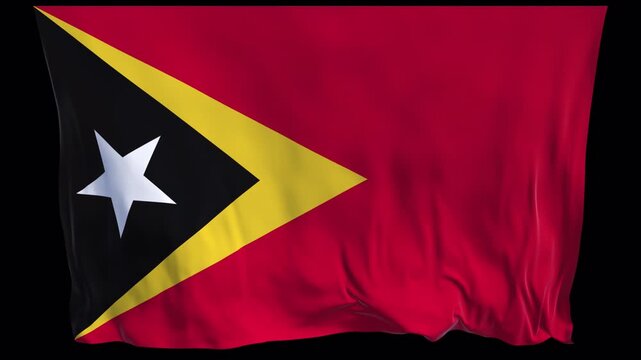 National flag of East Timor waving in the wind. Timorese identity independence national pride. Visuals political international relations documentaries educational travel web banners Southeast Asia.