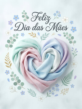 Feliz dia das maes pastel scarf heart ornament