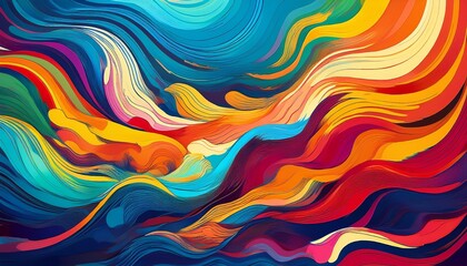 Obraz premium art therapy inspired texture emotional abstract art featuring colorful waves and strokes