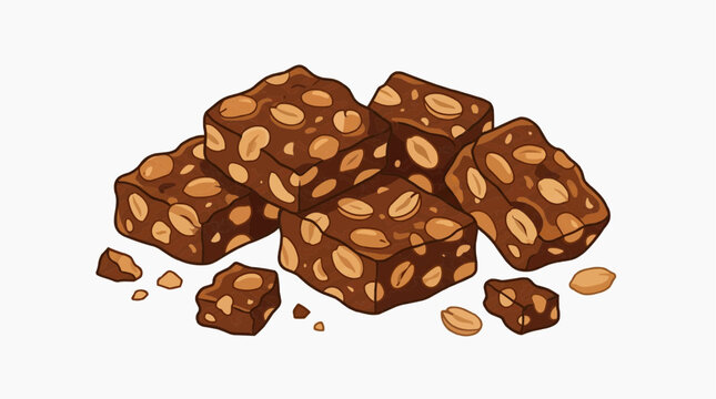 P&eacute; de Moleque Brazilian Peanut Brittle Flat Illustration Set, Traditional Sweet Candy Vector