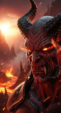 Demon of the Burning Inferno - A Fiery Portrait.