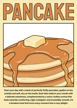 Aesthetic minimalist pancake food poster featuring a clean modern vector style with breakfast theme. Perfect for cafe branding, menu design, food promotion, and social media visuals.