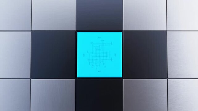 白背景で3Dプリントされる量子プロセッサとシアン色のチップの産業背景