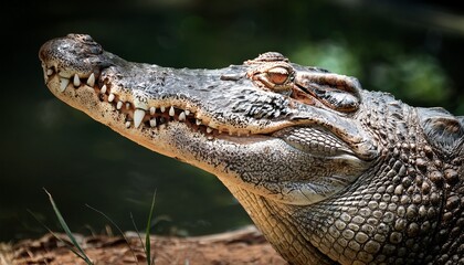 Fototapeta premium spectacular battle scarred crocodile a close encounter