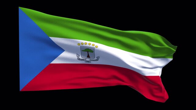 Equatorial Guinea flag waving in the wind. African geography projects international visuals political presentations educational travel content cultural documentaries digital backgrounds web banner