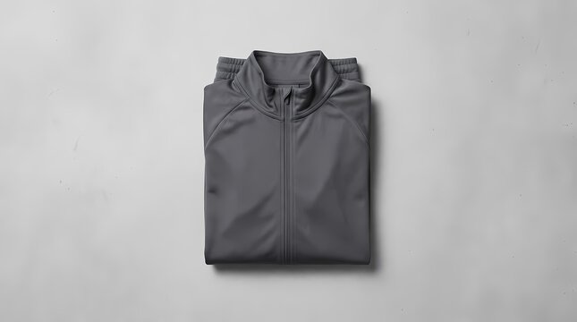Gray Folded Jacket Mockup on White Background - Casual Sportswear Clothing