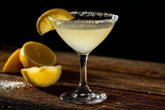 Lemon drop cocktail with vodka, triple sec, and lemon juice served in a coupette glass