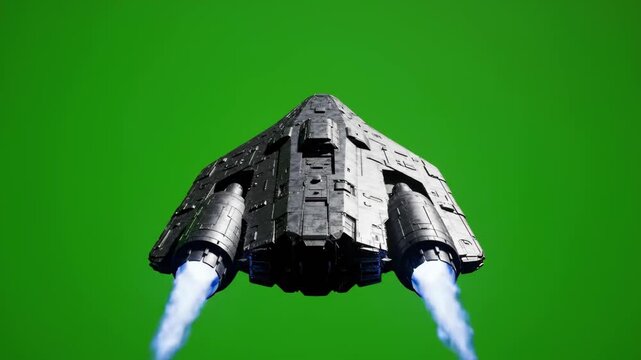 A sleek, advanced spacecraft with glowing engines ascends, ready for integration into any sci-fi project.