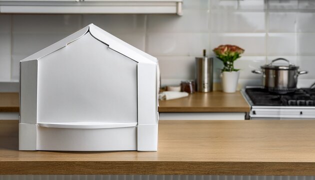 white gable box kitchen counter cake