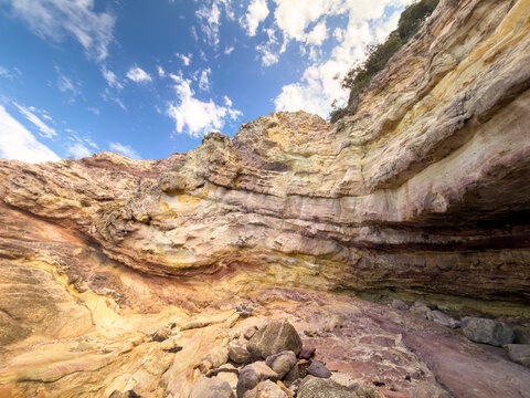 Cliffs surrounding Aslings Beach Rock Pool in Eden New South Wales