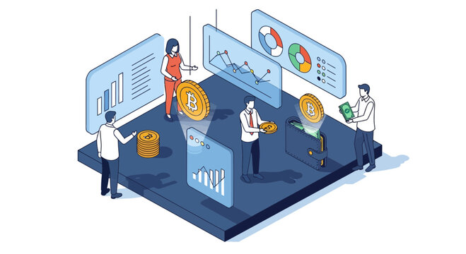 Digital Asset Transfer and Bitcoin Cryptocurrency Exchange Concept