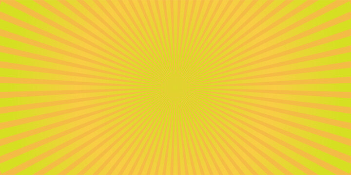 Circus background of spiral yellow orange rays vector illustration. Vintage radial pattern with sunbeams or starburst strip. Circus, carnival, summer fair or chapiteau backdrop.