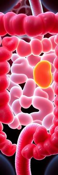 Small intestine icon with villi and Peyer's patches, digestion, organ