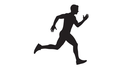 Fototapeta premium Running Silhouette Athlete Sprinting Isolated on White Background for Fitness and Speed Concepts