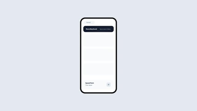 Smartphone screen recording. Mobile capture interface. Digital video recording UI. Screen capture status. Recording animation. Modern device display. Clean mobile design.