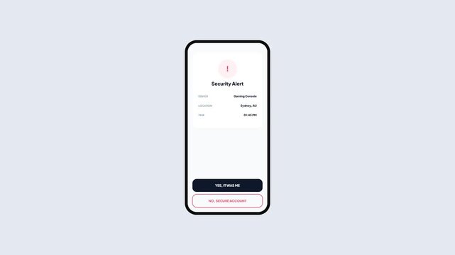 Smartphone screen displaying new login security alert notification for a gaming console in Sydney Australia location