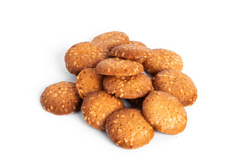 Fototapeta premium Sesame cookies isolated on a white background.